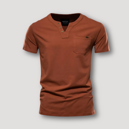 Zomer Slim Fit Korte Mouw Henley Shirt Mannen