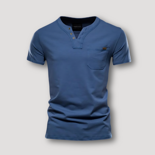 Zomer Slim Fit Korte Mouw Henley Shirt Mannen