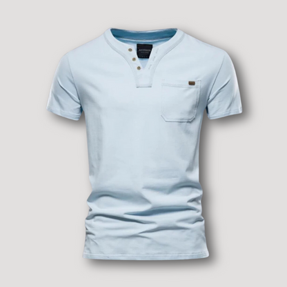 Zomer Slim Fit Korte Mouw Henley Shirt Mannen