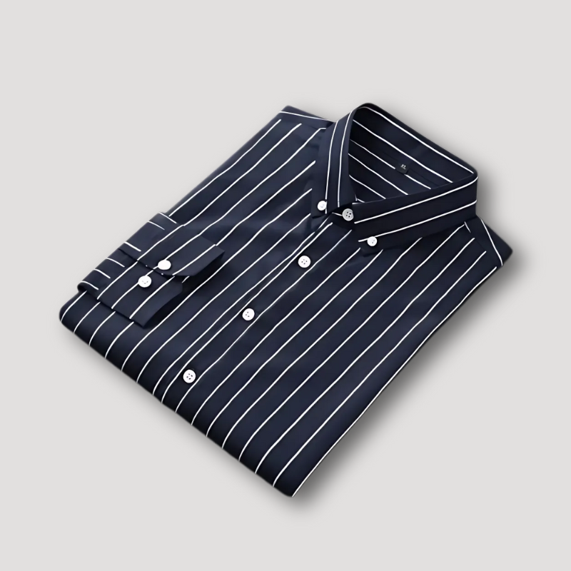 Button Up Verticaal Streep Slim Fit Lange Mouw Kraag Shirt