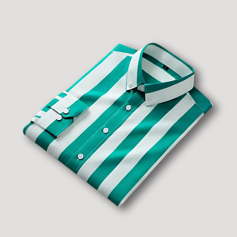 Button Up Verticaal Streep Slim Fit Lange Mouw Kraag Shirt