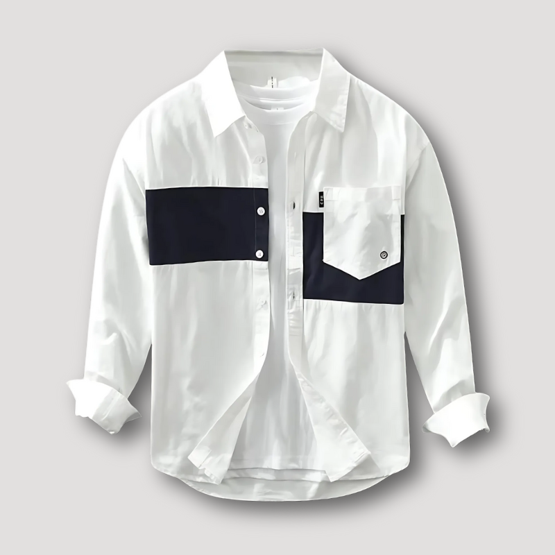 Klassiek Layering Kleurblok Button Up Kraag Shirt