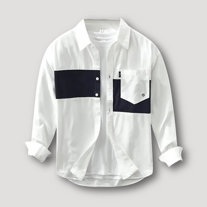 Klassiek Layering Kleurblok Button Up Kraag Shirt