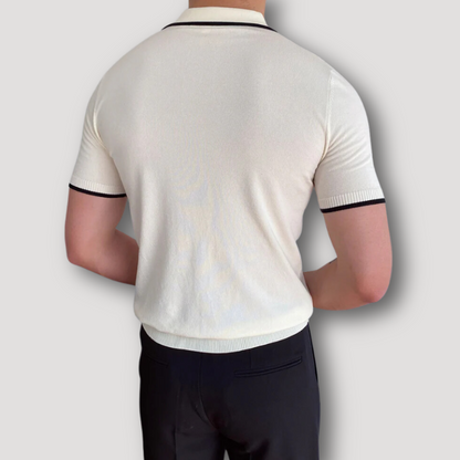 Gebreid Gevoerd Patroon V-hals Polo Shirt Heren