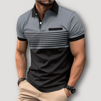 Kleurblok Streep Korte Moouw Slim Fit Polo Shirt Heren