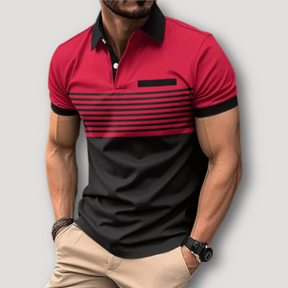 Kleurblok Streep Korte Moouw Slim Fit Polo Shirt Heren