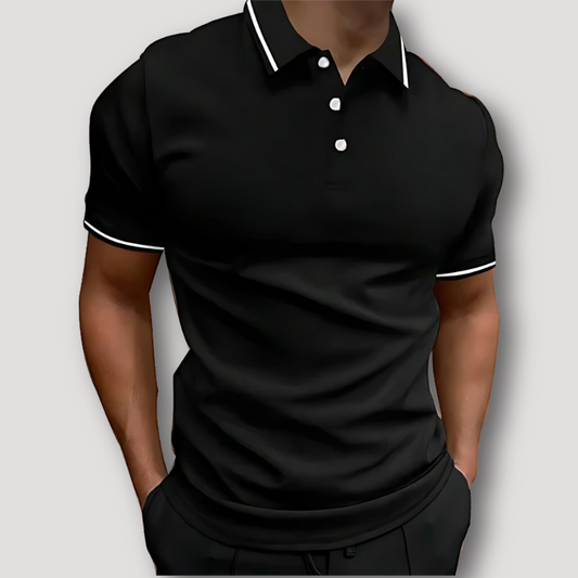 Slim Fit Korte Mouw Wit Accent Polo Shirt Heren