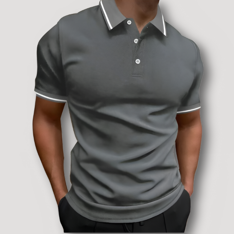 Slim Fit Korte Mouw Wit Accent Polo Shirt Heren