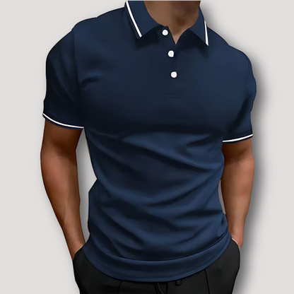 Slim Fit Korte Mouw Wit Accent Polo Shirt Heren