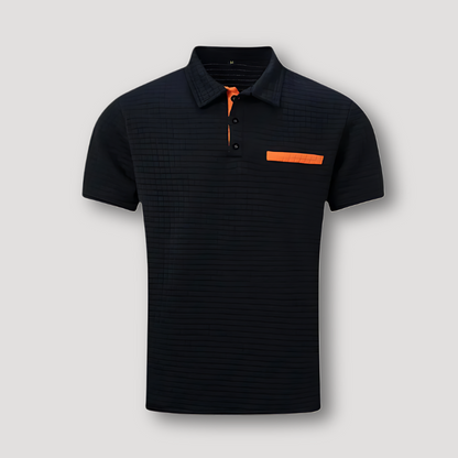 Gecheckt Textuur Patroon Korte Mouw Slim Fit Polo Shirt Heren