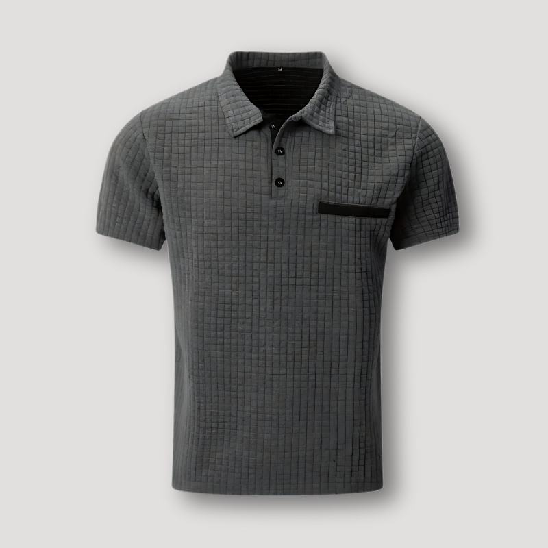 Gecheckt Textuur Patroon Korte Mouw Slim Fit Polo Shirt Heren