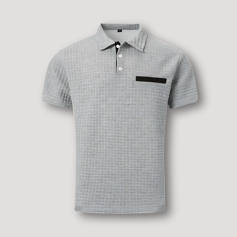 Gecheckt Textuur Patroon Korte Mouw Slim Fit Polo Shirt Heren