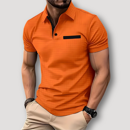 Gecheckt Textuur Patroon Korte Mouw Slim Fit Polo Shirt Heren