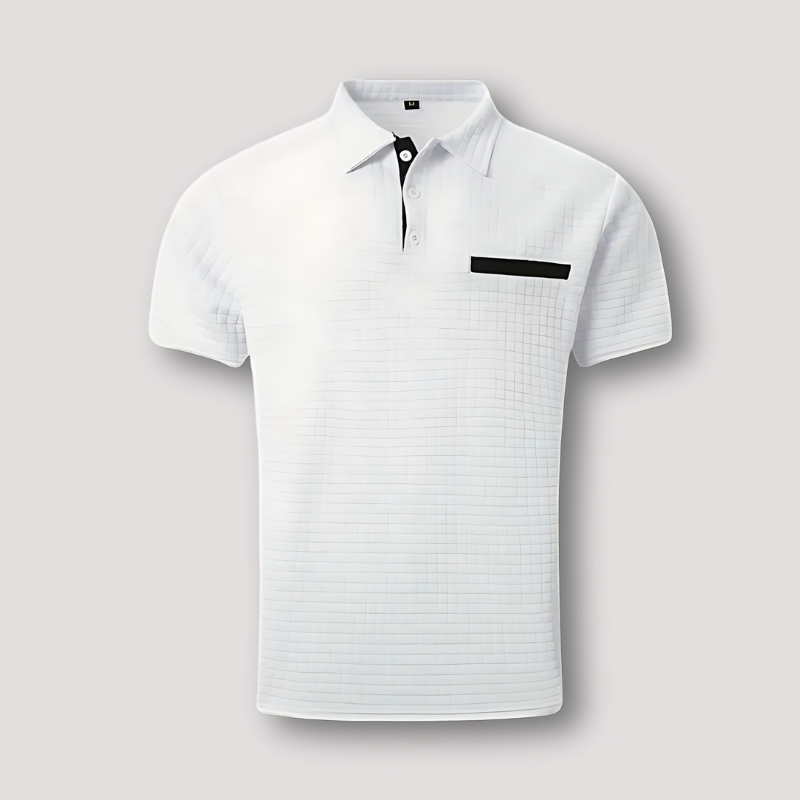 Gecheckt Textuur Patroon Korte Mouw Slim Fit Polo Shirt Heren