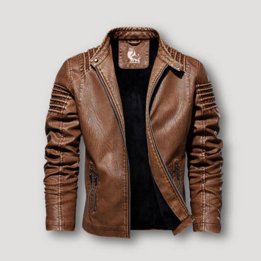 Vintage Distressed Tailored Fit Leren Motorjas Voor Mannen