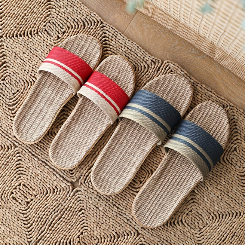 Zomer Strand Gestreept Canvas Plat Slippers