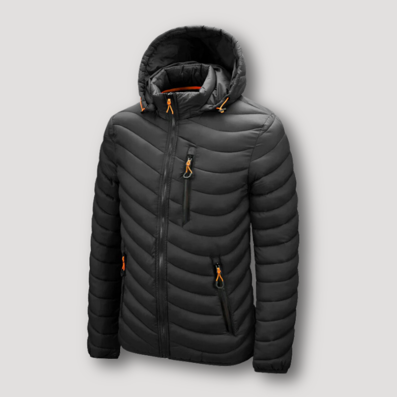 Full Zip Oranje Accenten Geïsoleerd Puffer Winterjas Voor Heren