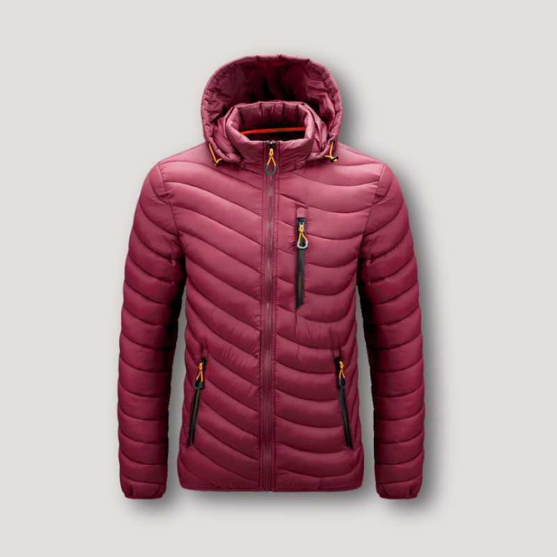 Full Zip Oranje Accenten Geïsoleerd Puffer Winterjas Voor Heren