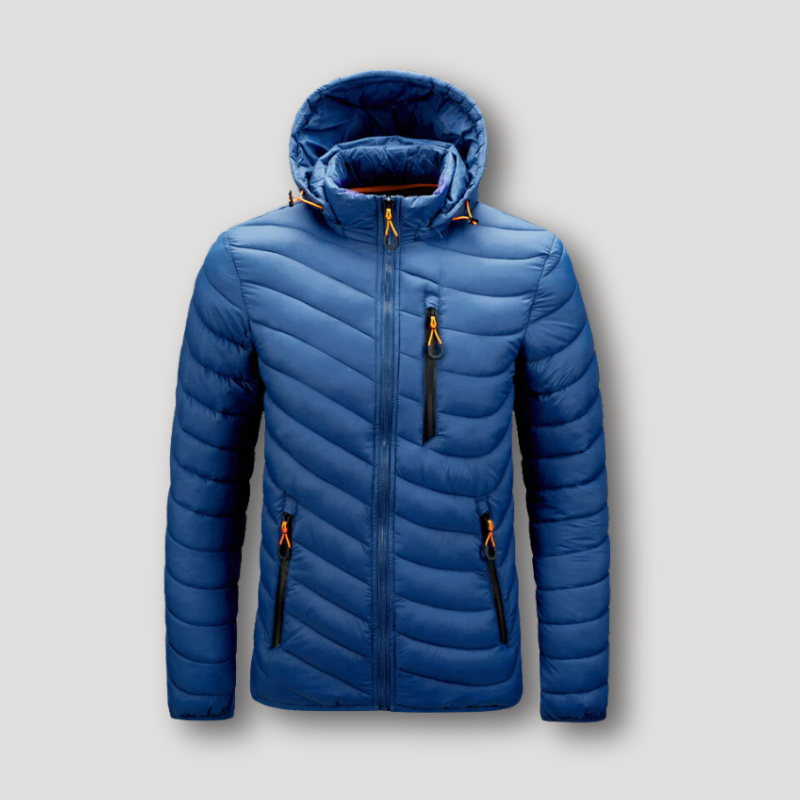 Full Zip Oranje Accenten Geïsoleerd Puffer Winterjas Voor Heren