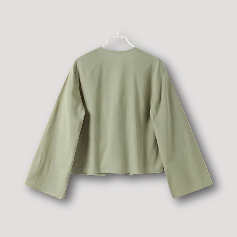 V-hals Klokmouwen Linnen Tie Front Blouse