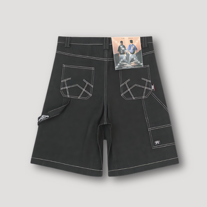 Wit Contrast Baggy Denim Jorts Street Mode Stijl