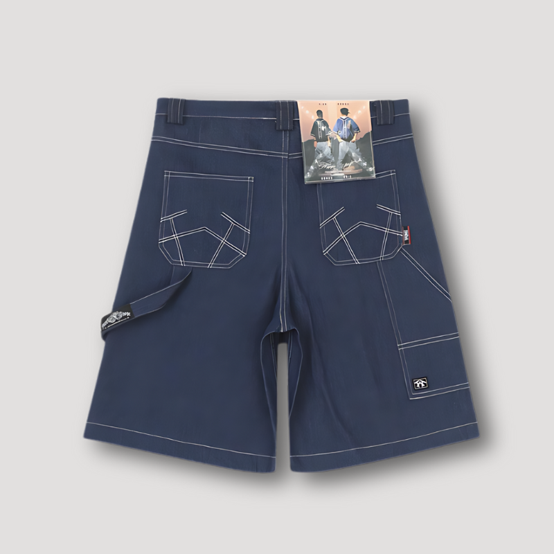 Wit Contrast Baggy Denim Jorts Street Mode Stijl