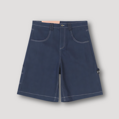 Wit Contrast Baggy Denim Jorts Street Mode Stijl