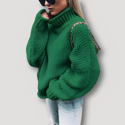 Mouwloze Grof Gebreide Oversized Balloon Turtleneck Trui