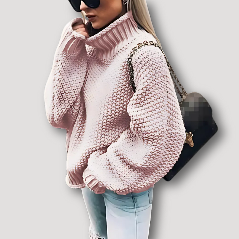 Mouwloze Grof Gebreide Oversized Balloon Turtleneck Trui