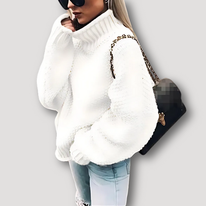 Mouwloze Grof Gebreide Oversized Balloon Turtleneck Trui