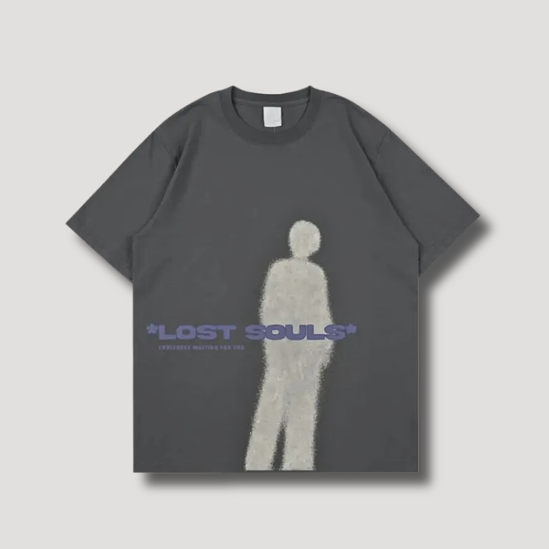 Lost Souls Man Schaduw Grafisch Printed Y2K Shirt