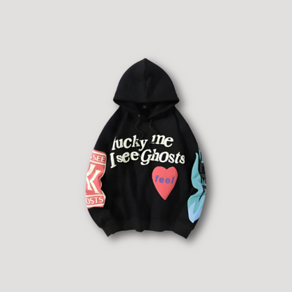 Lucky Me I See Ghosts Grafisch Y2k Hoodie