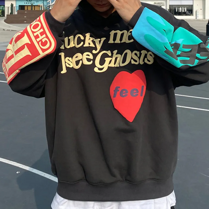 Lucky Me I See Ghosts Grafisch Y2k Hoodie