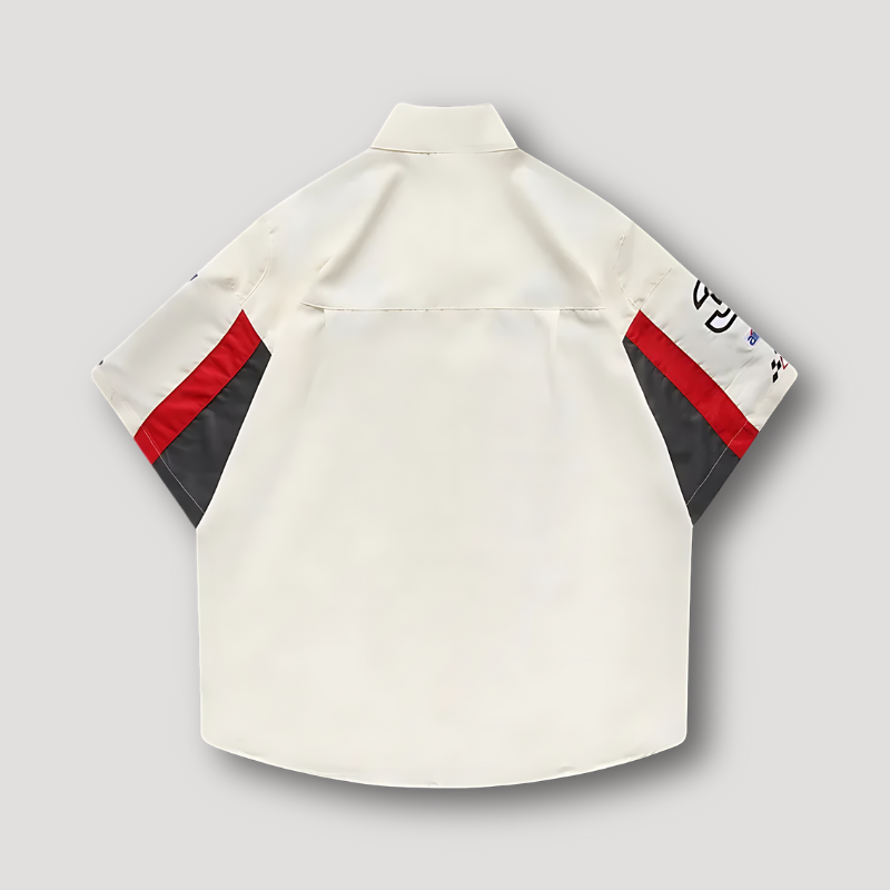 Race Geïnspireerd M&M NASCAR Button Up Satijn Shirt