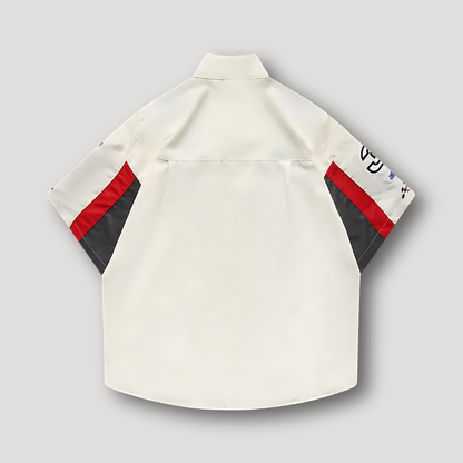 Race Geïnspireerd M&M NASCAR Button Up Satijn Shirt