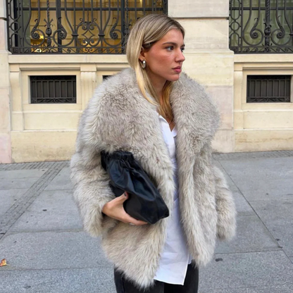 Zacht Pluizig Faux Fur Oversized Collar Jas