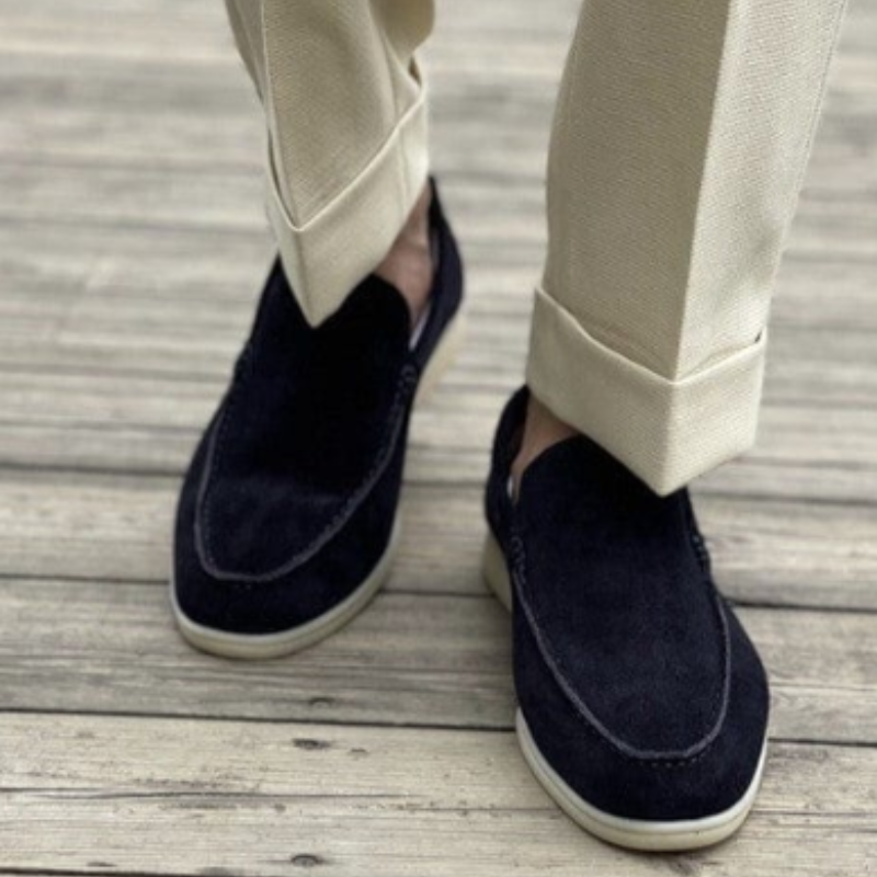 Marineblauwe Suède Penny Loafers