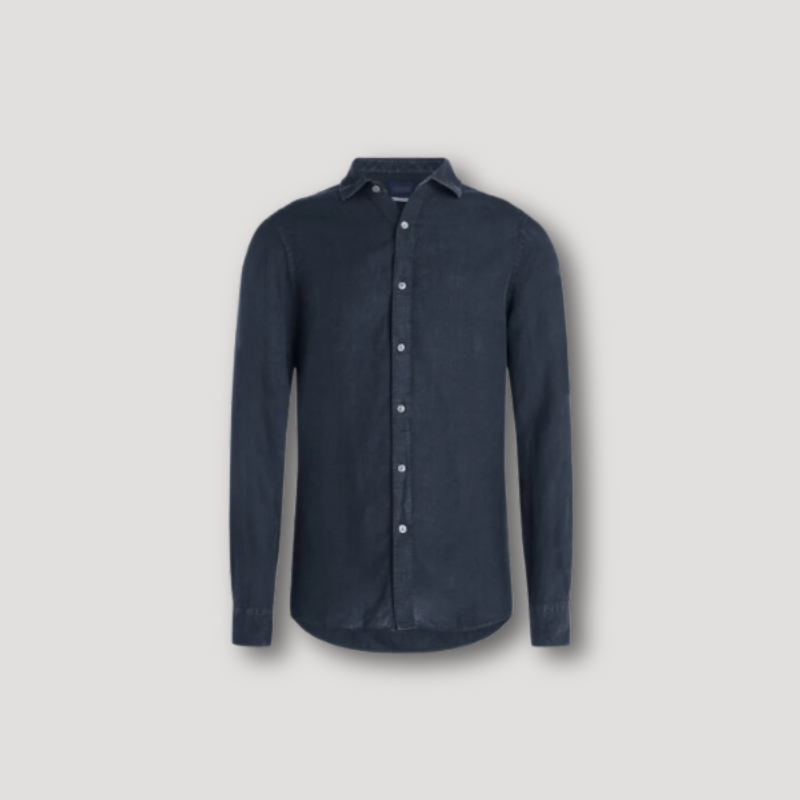 Heren Casual Marineblauw Linnen Shirt