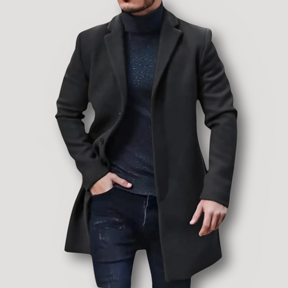 Formele Casual Old Money Lang Wol Coat Voor Mannen