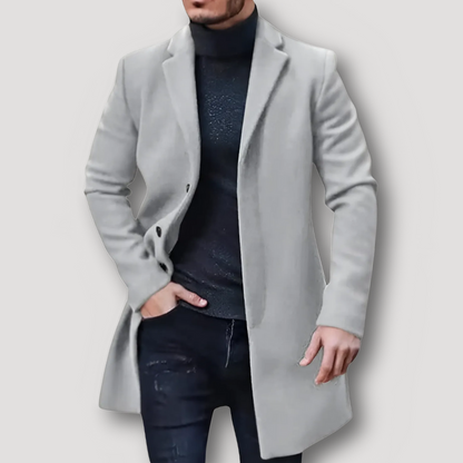 Formele Casual Old Money Lang Wol Coat Voor Mannen