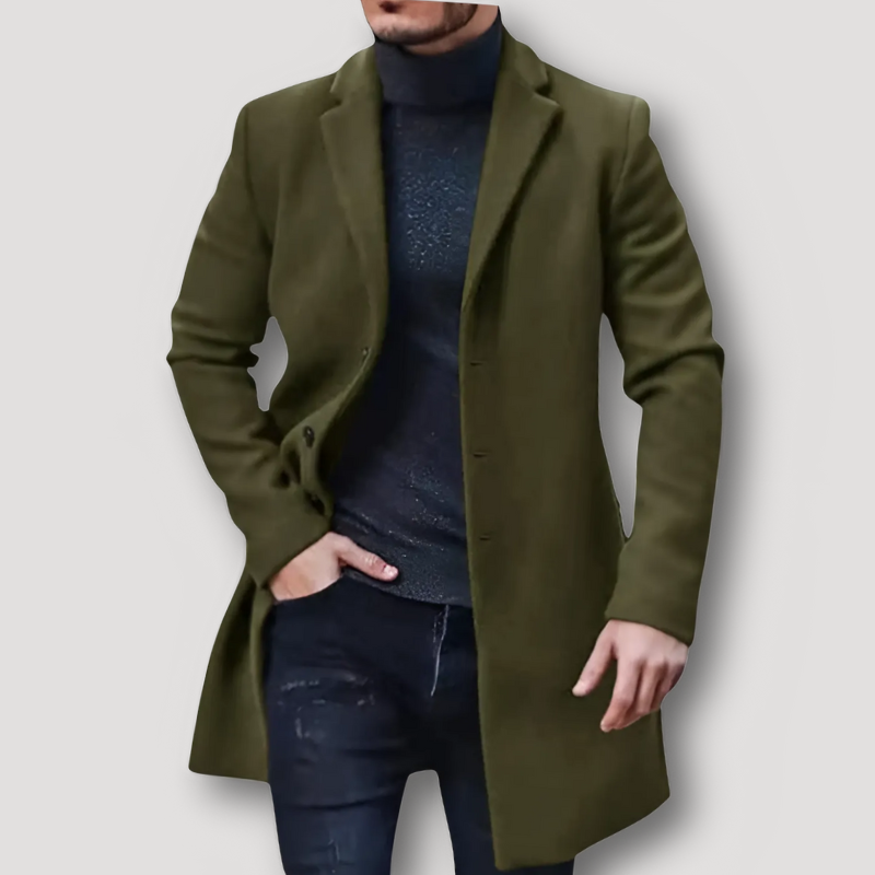 Formele Casual Old Money Lang Wol Coat Voor Mannen