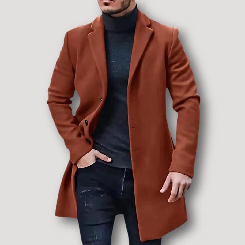 Formele Casual Old Money Lang Wol Coat Voor Mannen