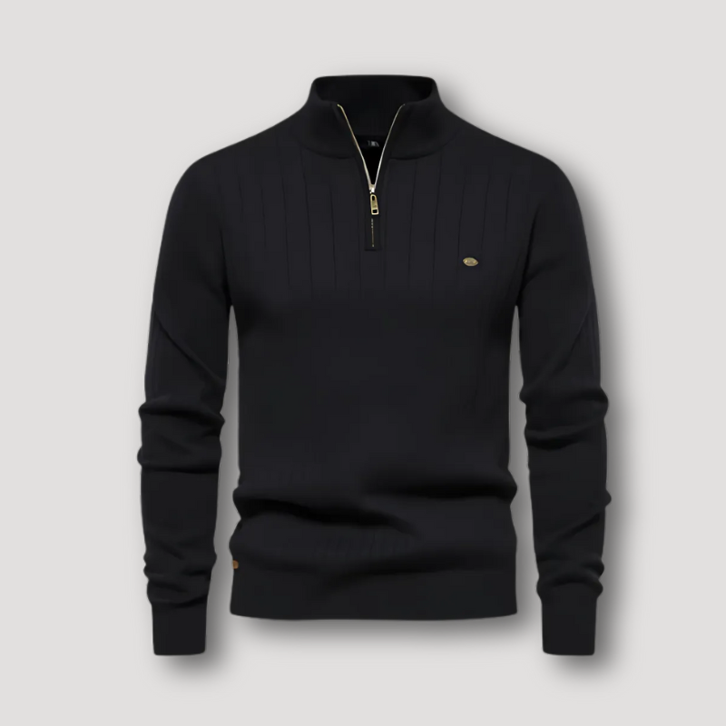 Geribbeld Quarter Zip Knit Sweater Mannen