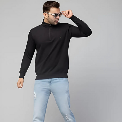 Geribbeld Quarter Zip Knit Sweater Mannen