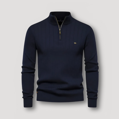 Geribbeld Quarter Zip Knit Sweater Mannen