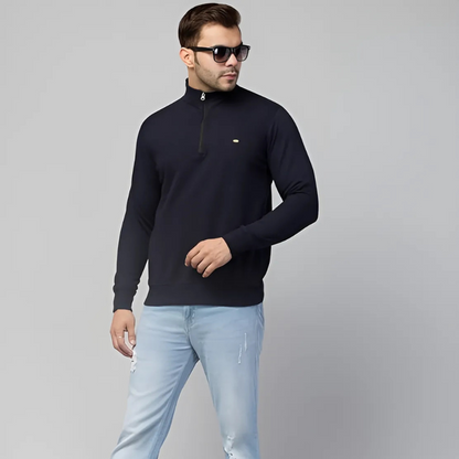 Geribbeld Quarter Zip Knit Sweater Mannen