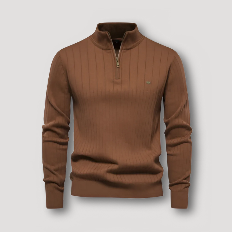 Geribbeld Quarter Zip Knit Sweater Mannen