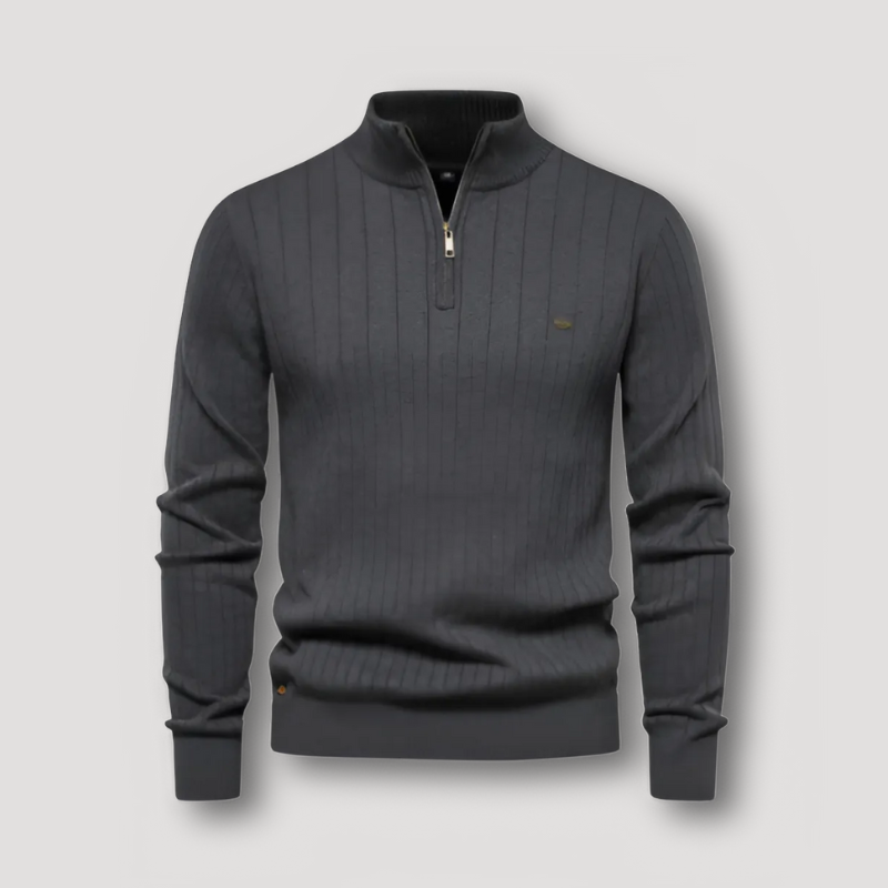 Geribbeld Quarter Zip Knit Sweater Mannen