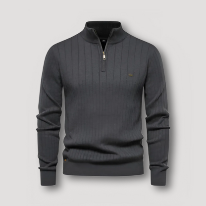 Geribbeld Quarter Zip Knit Sweater Mannen