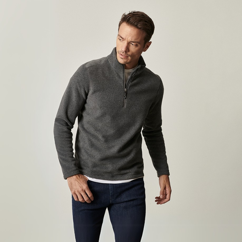 Quarter Zip Fleece Zachte en Warme Staande Kraag Trui Mannen